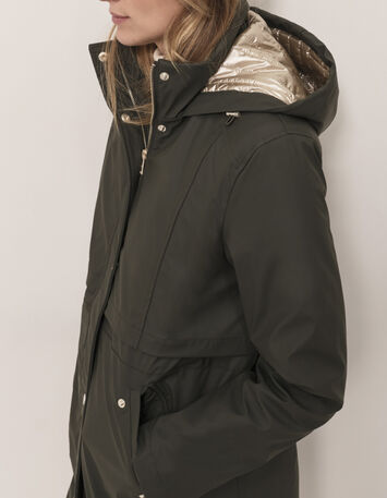 Parka longue &agrave; capuche kaki Femme-3