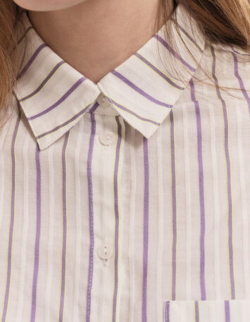 CELESTE - Chemise écrue popeline à motif rayures glycine-4