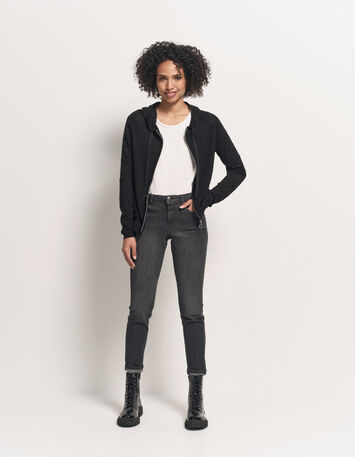 TAÏGA - Cardigan noir à capuche et clous-6