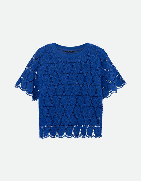 CARAIBES - Top bleu dentelle esprit macramé  - One Step