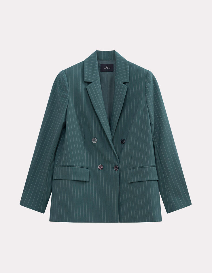 VANDA - Veste de costume verte motif rayures tennis-5