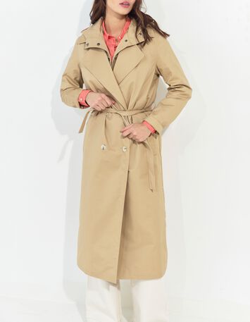 DAYLA - Trench beige coton bio capuche amovible -8