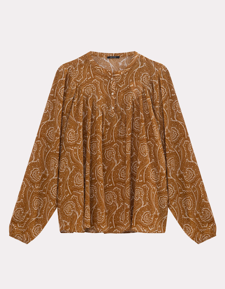 CHIKATO - Blouse jaune polyester recyclé harmonie fleurie-2 CHIKATO - Blouse jaune polyester recyclé harmonie fleurie-2