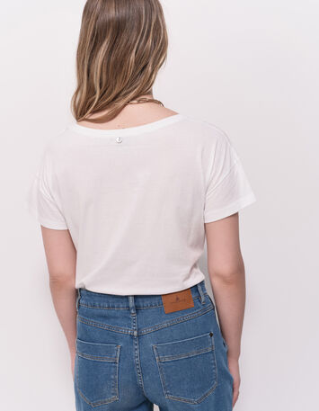 MAURO - T-shirt blanc coton bio visuel arty floral-3
