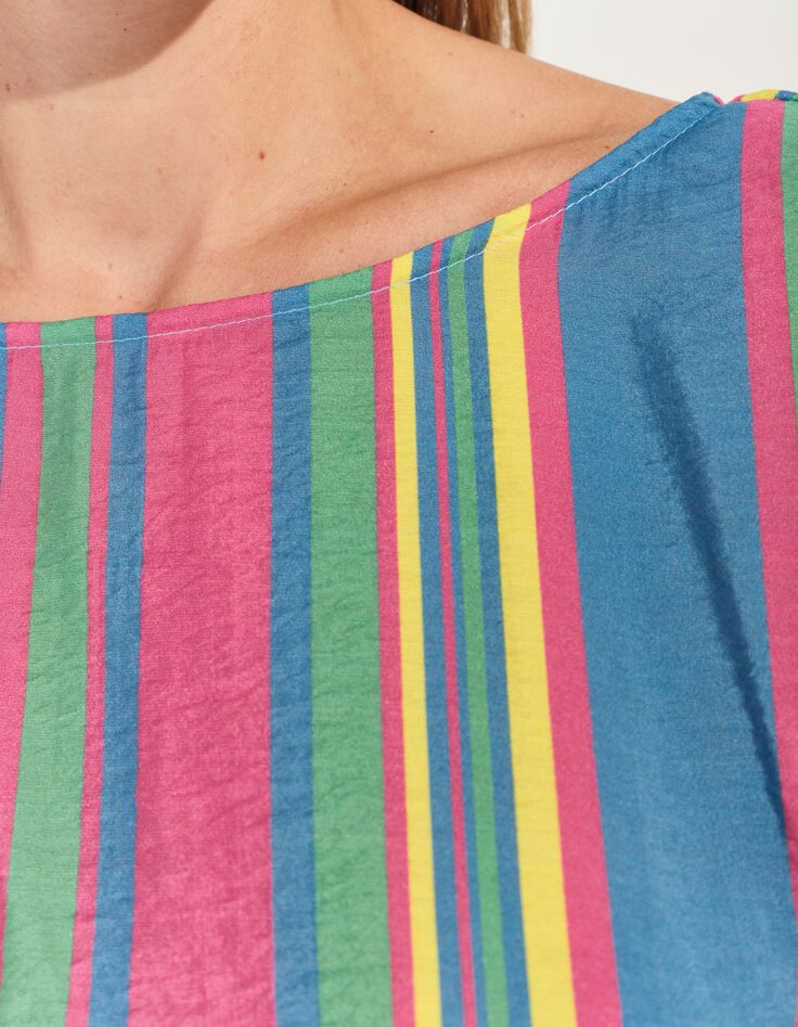 CANDI - Top jaune motif rayures multico -7