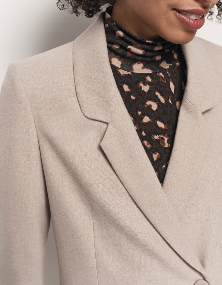 VIGG - Veste de costume beige boutonnage asymétrique-4