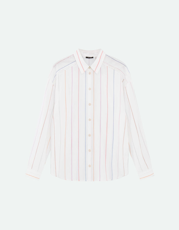CLARY - Chemise écrue à rayures couleur fantaisie-4
