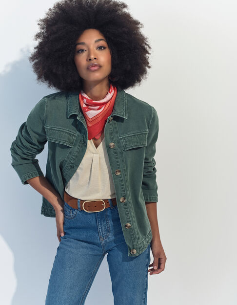 DARIA - Veste en jean vert waterless surteint Azudel®  - One Step