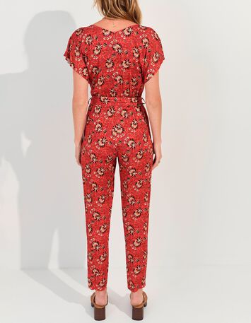 RODRIGUE - Combinaison orange imprim&eacute; floral d'&eacute;t&eacute; -2