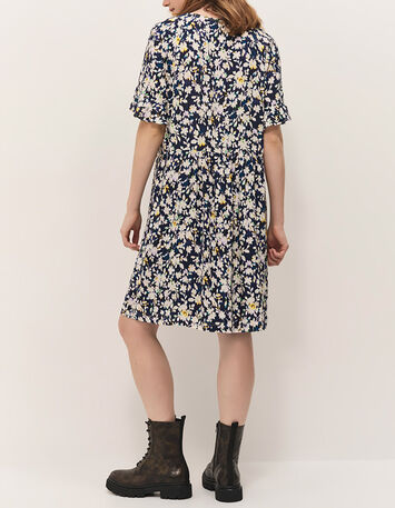 RANDY - Robe marine à imprimé illusion florale-4