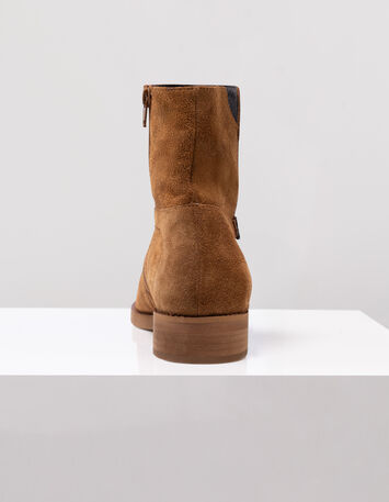 O.GALO - Boots camel cuir velours bride fixe-5