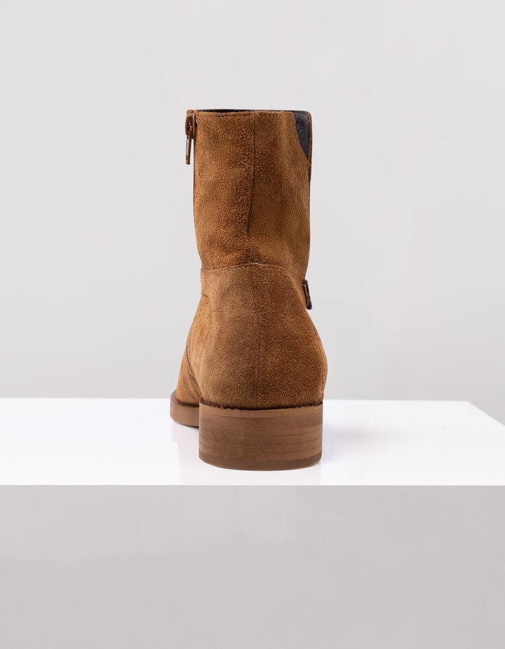 O.GALO - Boots camel cuir velours bride fixe-5 O.GALO - Boots camel cuir velours bride fixe-5