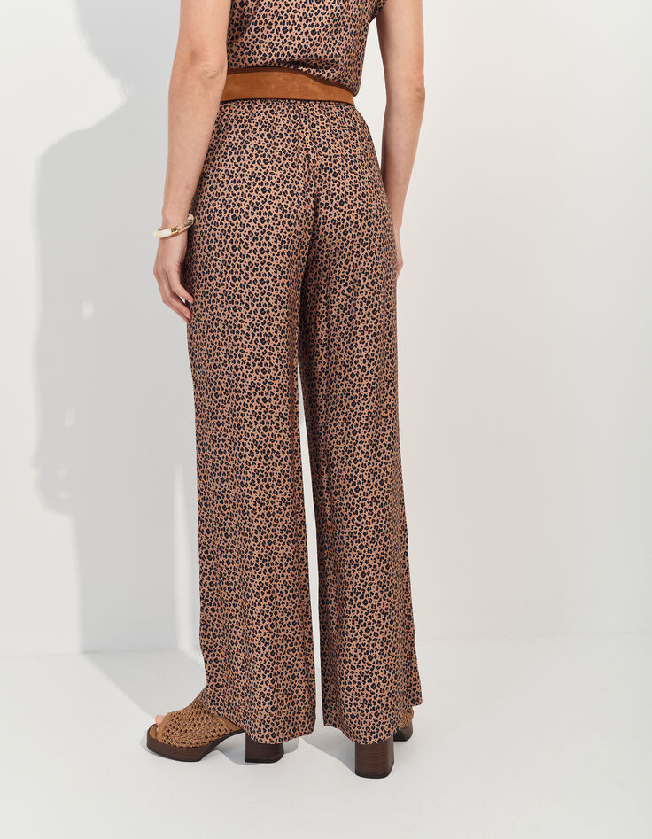 PRIDE - Pantalon beige Lenzing&trade; Ecovero&trade; micro l&eacute;opard-3