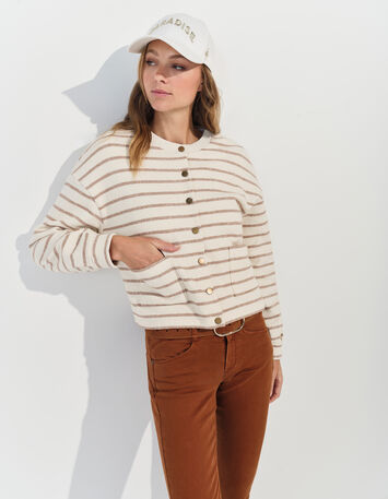 LE INDI - Jean slim marron effet push up 7/8ème -7