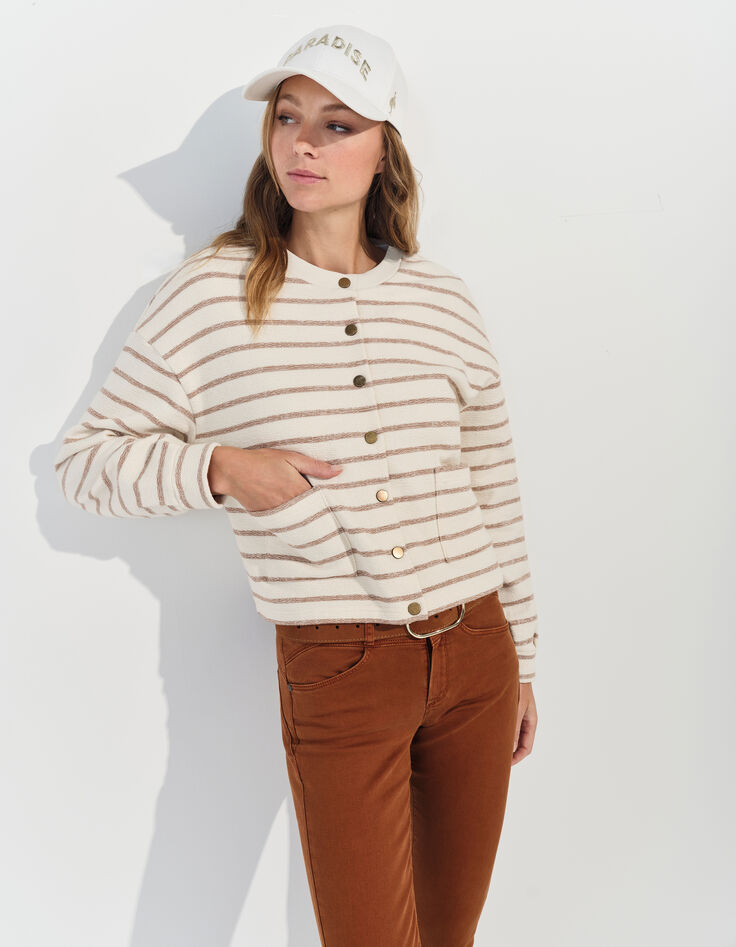 LE INDI - Jean slim marron effet push up 7/8ème -7
