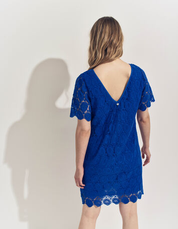 RIELLE - Robe bleue dentelle esprit macramé -2