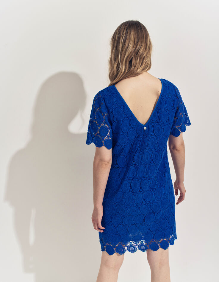 RIELLE - Robe bleue dentelle esprit macramé -2