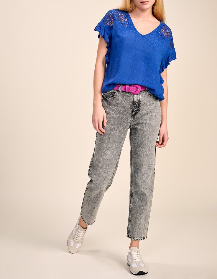 CARISA - Top saphir avec broderies-5