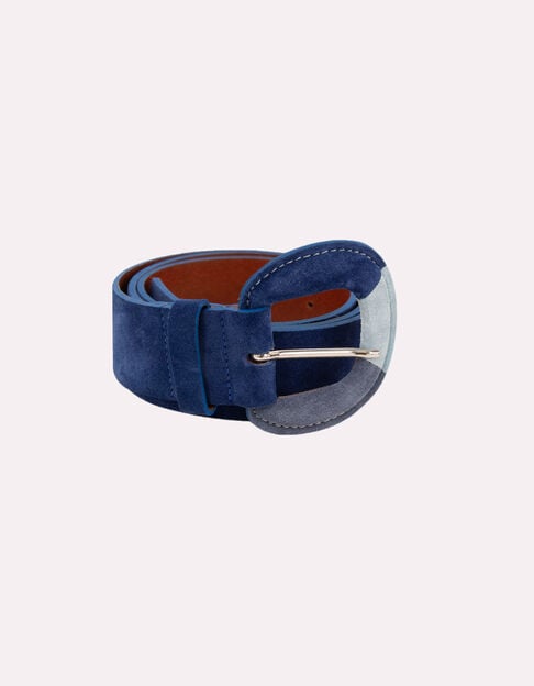 AEBI - Ceinture cobalt cuir velours à boucle 3 bleus - One Step