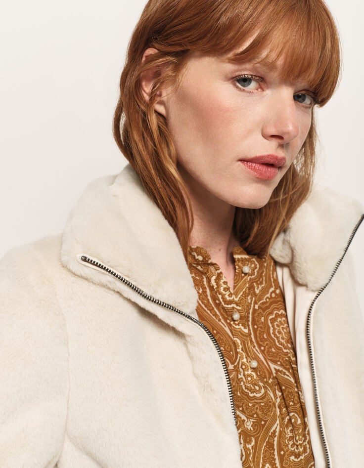 DONNY - Blouson court beige tout doux-4 DONNY - Blouson court beige tout doux-4