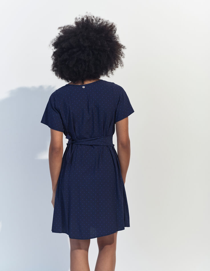 RAMI - Robe bleue Lenzing Ecovero minimaliste carrés-3