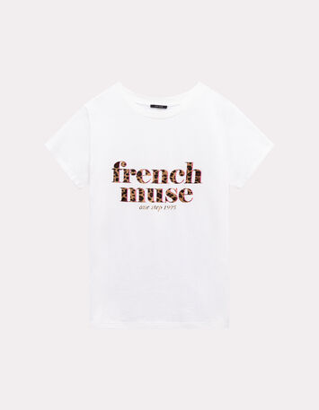 MASTER - T-shirt blanc coton bio message léopard-6