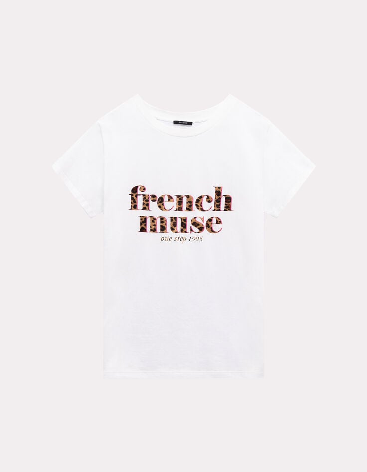 MASTER - T-shirt blanc coton bio message léopard-6 MASTER - T-shirt blanc coton bio message léopard-6