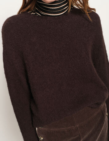 THELMA - Pull marron tricot moelleux-4