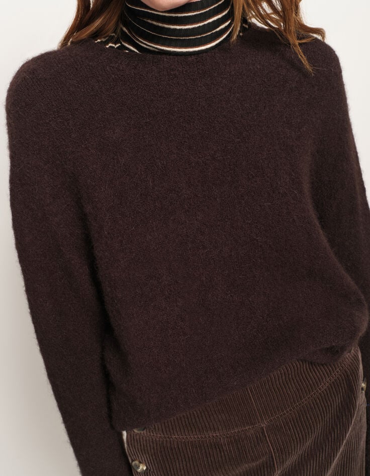 THELMA - Pull marron tricot moelleux-4