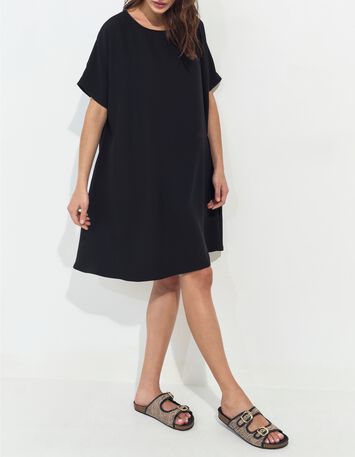 RIOM - Robe noire ample polyester recycl&eacute; -1