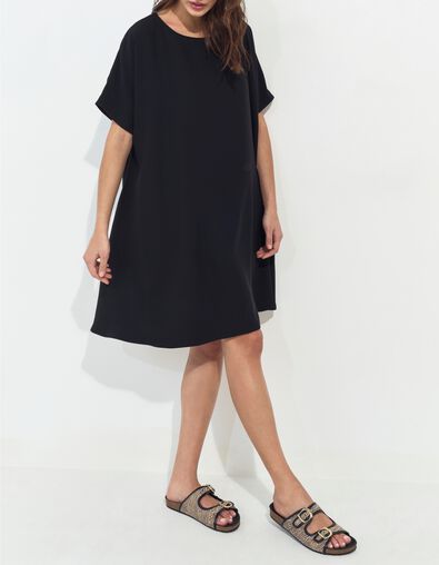 RIOM - Robe noire ample polyester recycl&eacute;  - One Step