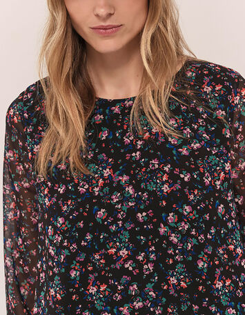 CERYX - Blouse noire à imprimé jardin nocturne-4 CERYX - Blouse noire à imprimé jardin nocturne-4