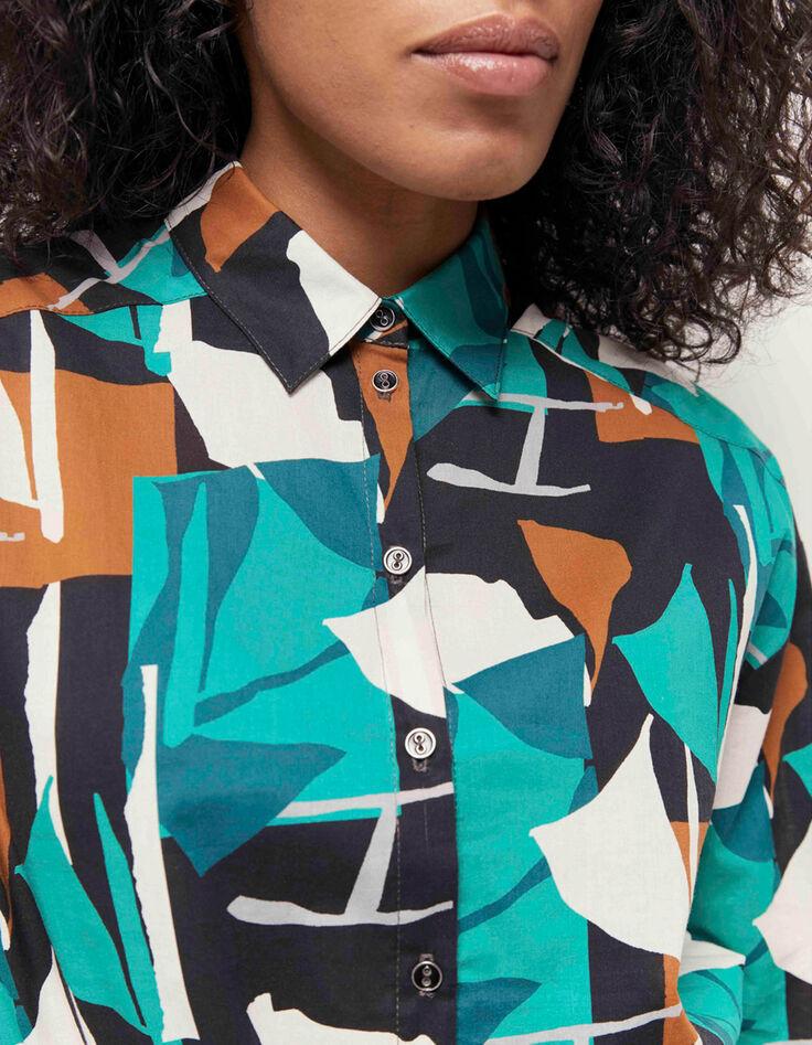 CAPEYA - Chemise green grass à imprimé abstraction arty-4