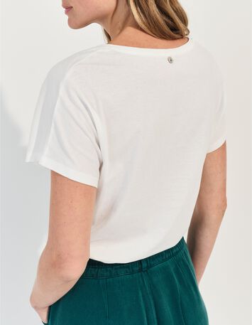 MAGIC- T-shirt blanc coton bio crayonn&eacute; bord de plage -2