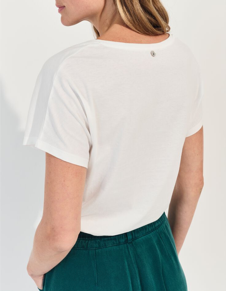 MAGIC- T-shirt blanc coton bio crayonn&eacute; bord de plage -2