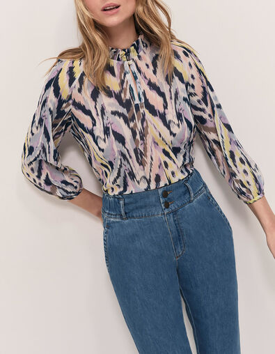 CARTER - Top écru à imprimé ikat luminescent - One Step