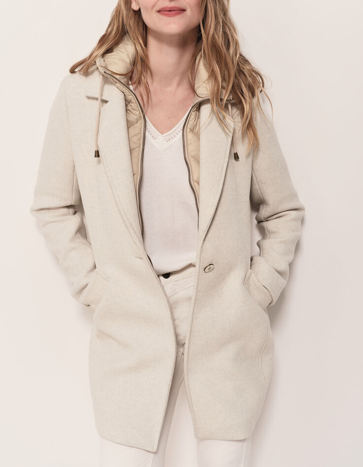 DIAMOND - Manteau beige avec parementure amovible-2