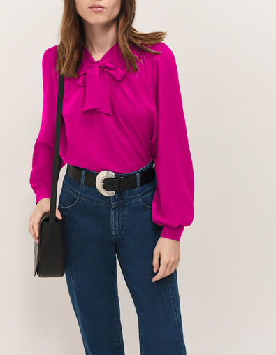 CYRILLE - Blouse fuchsia fluide &agrave; col lavalli&egrave;re - One Step