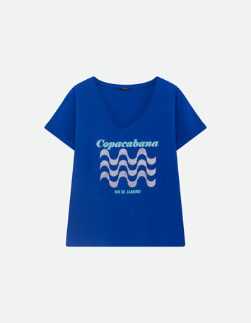 MADIAN - T-shirt bleu coton bio message et vagues-2