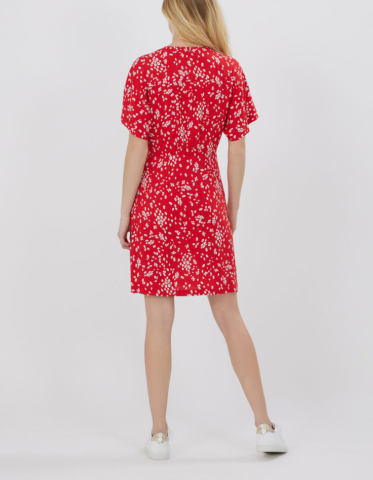 RAVEN - Robe cerise à imprimé fleurs abstraites-2