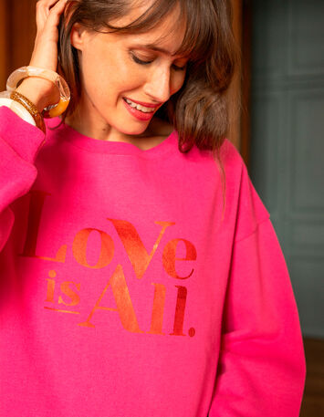 MERAKI - Sweat rose message rouge métallisé -2