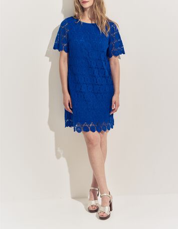 RIELLE - Robe bleue dentelle esprit macram&eacute; -5