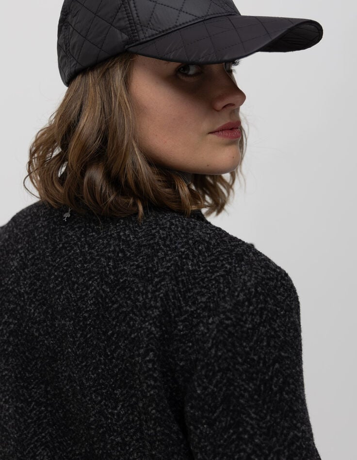 DREDA - Manteau gris drap de laine fantaisie-4