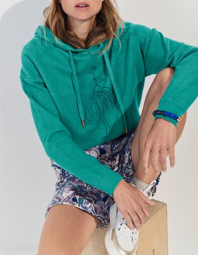 MANORI - Sweat vert coton bio visuel danseuse paillet&eacute;  - One Step