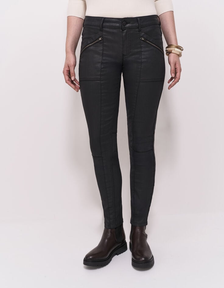 LE JOAN - Jean slim noir 7/8ème enduit esprit motard-2 LE JOAN - Jean slim noir 7/8ème enduit esprit motard-2