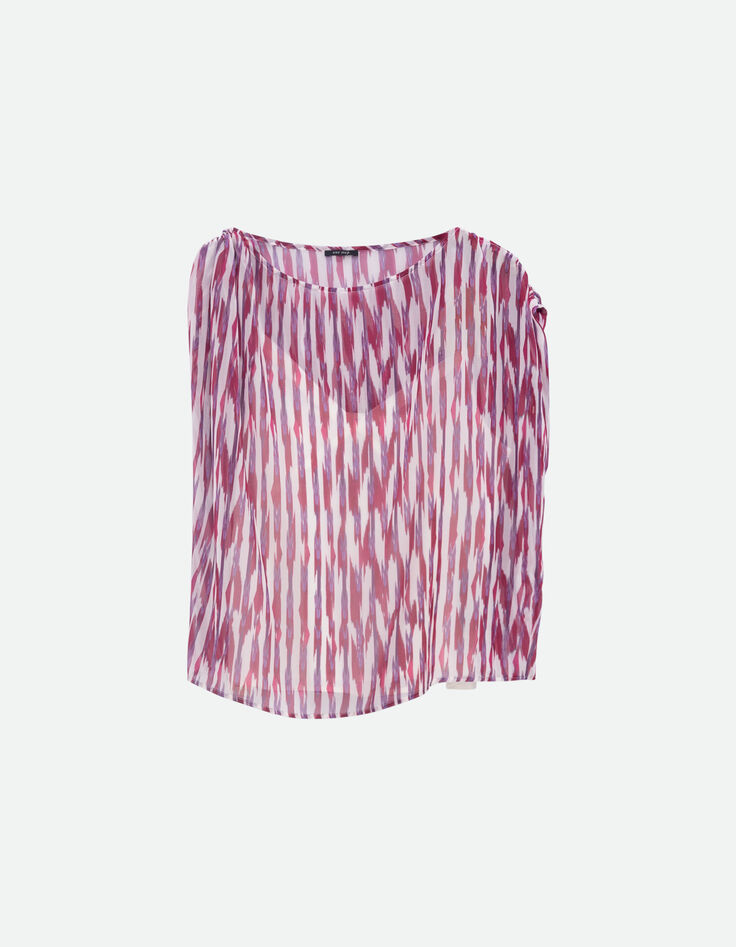 CELINA - Top violet polyester recycl&eacute; rayures floues-5