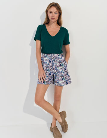MARINGA - T-shirt vert détails dentelle -7