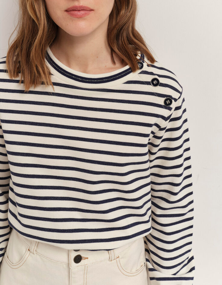 MELKER - Sweat marini&egrave;re &eacute;cru ray&eacute; marine-4