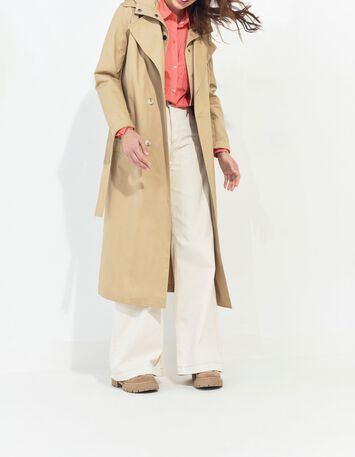 DAYLA - Trench beige coton bio capuche amovible -4