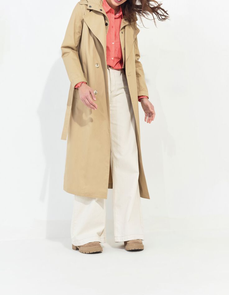 DAYLA - Trench beige coton bio capuche amovible -4